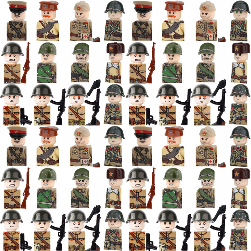 Lego Minifigure Holder - MOC Military Soviet Soldier Figures Building