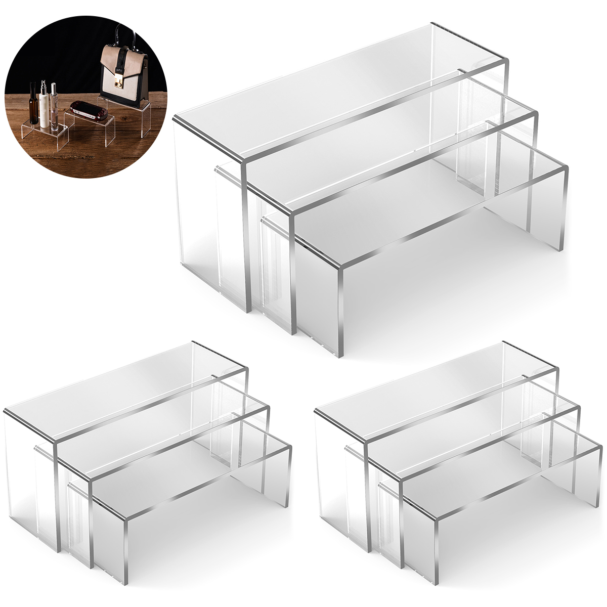 3/6/9Pcs Acrylic Display Stand - огляд і ціна Display Risers Set